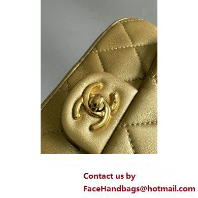 Chanel Lambskin, Resin  &  Gold-Tone Metal Mini Flap Bag with Top Handle AS4847 Gold 2024